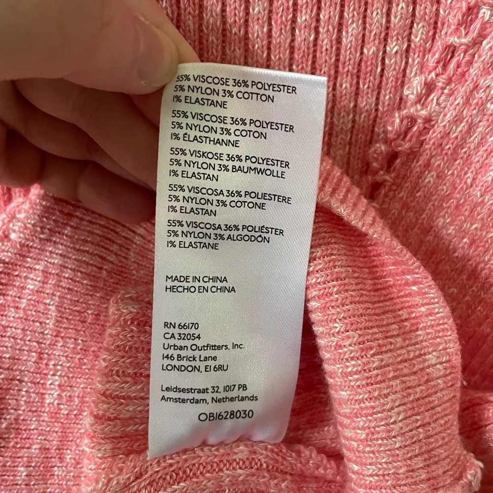 By Anthropologie Lace-Sleeve Sweater Pink S - Picture 10 of 11